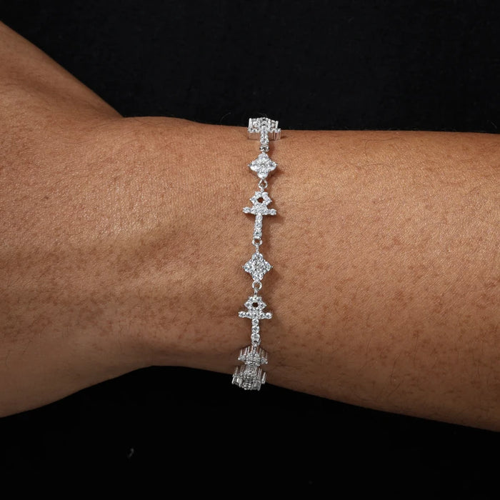 S925 Moissanite Mini Cross & Star Bracelet - Different Drips