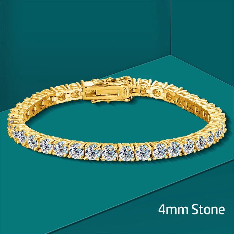 2-6mm Women's Diamond Yellow Gold Tennis Bracelet - Different Drips