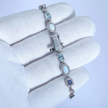 Ice Blue Opal Cluster Tennis Chain - Different Drips
