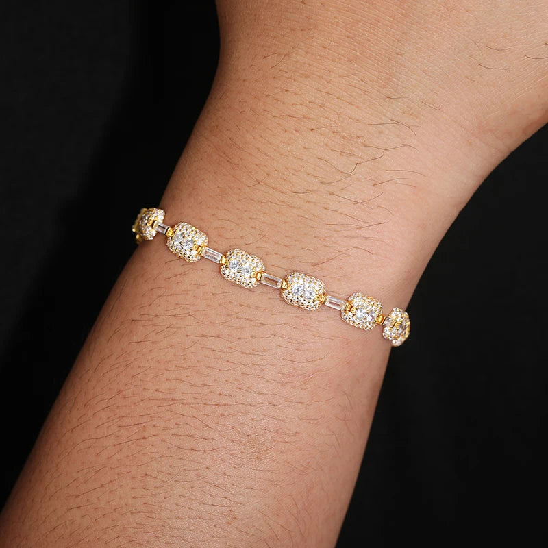 7mm S925 Moissanite Canary Cushion Cut Bracelet - Different Drips