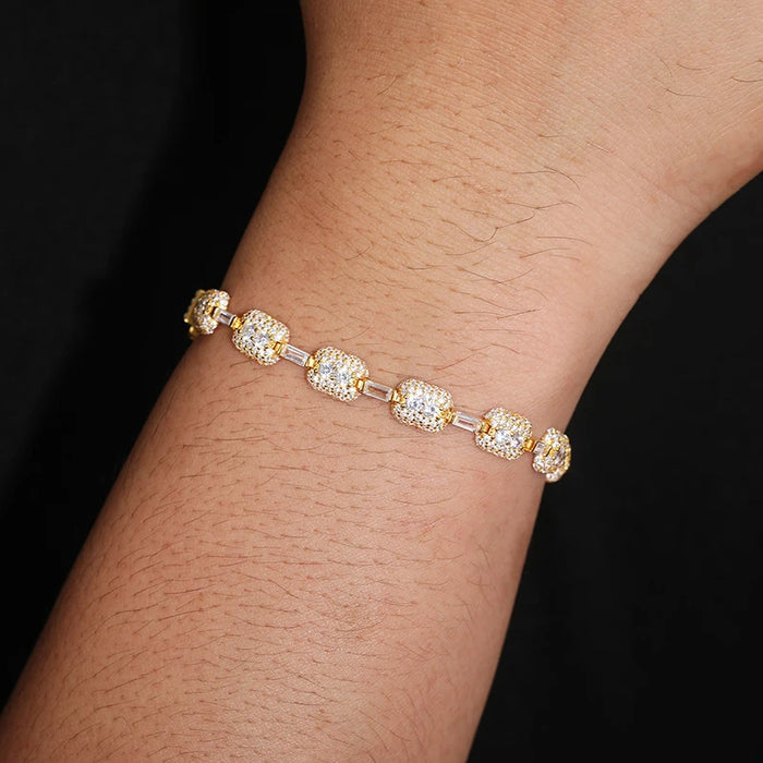 7mm S925 Moissanite Canary Cushion Cut Bracelet - Different Drips