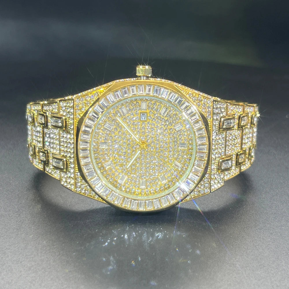 Bust Down Green Emerald Baguette Watch - Different Drips