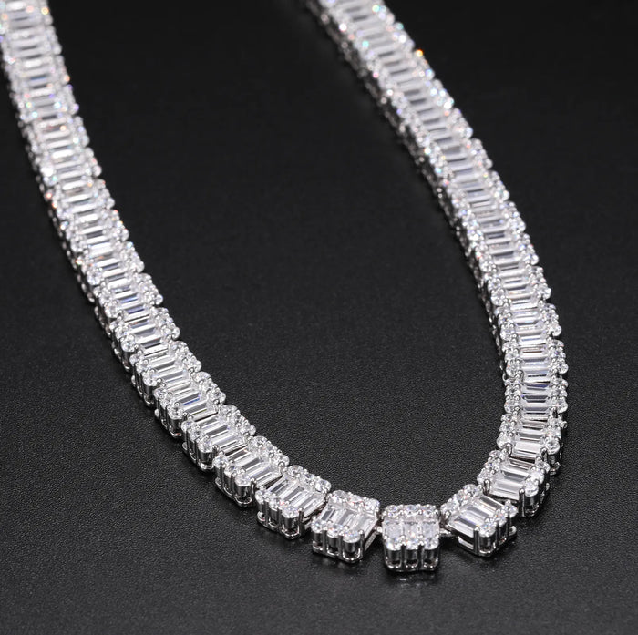 14mm S925 Moissanite Baguette Tennis Chain - Different Drips
