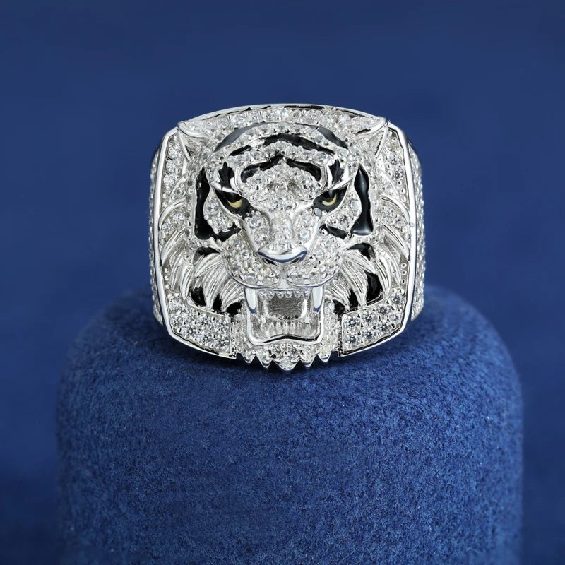 S925 Moissanite Diamond Fierce Tiger Ring - Different Drips