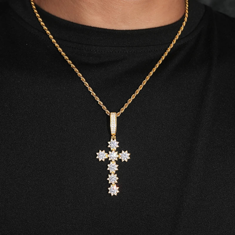 S925 Moissanite Star Cross Pendant - Different Drips