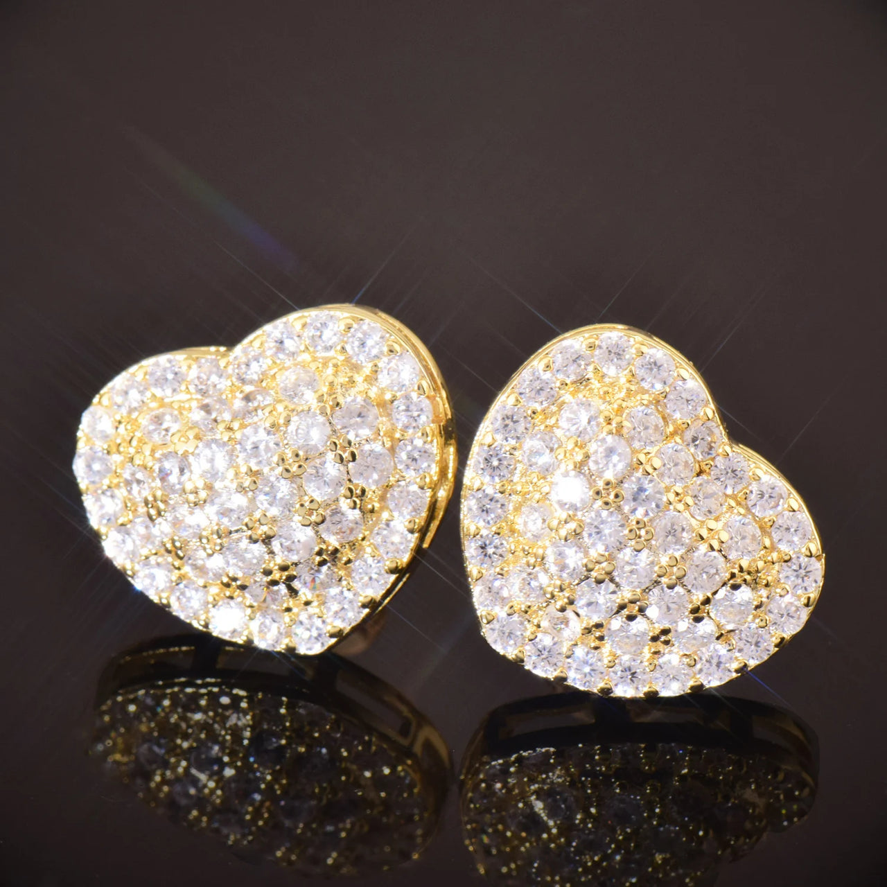 13mm Heart Pave Earrings - Different Drips