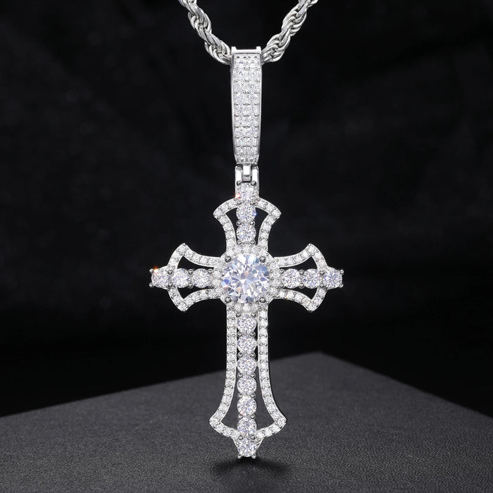 S925 Moissanite Celestial Cruciform Cross Pendant - Different Drips