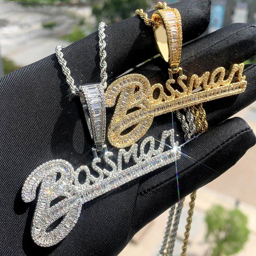 Iced Out Baguette Boss Man Pendant - Different Drips