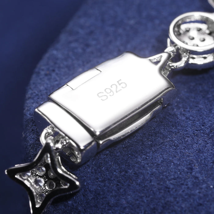 S925 Black & White Moissanite Star Link Bracelet - Different Drips
