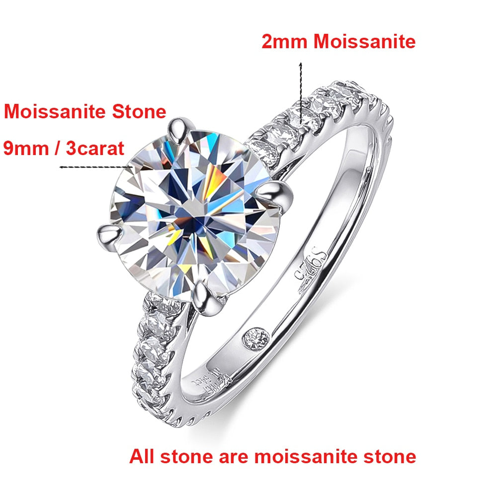Women's S925 Moissanite Large Solitaire Halo Split Ring - Different Drips