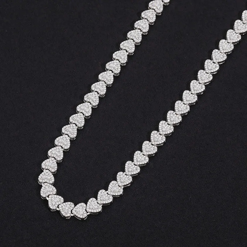 S925 Moissanite Heart Link Chain - Different Drips