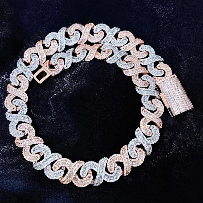 15mm Two Tone Baguette Infinity Link Chain - Different Drips