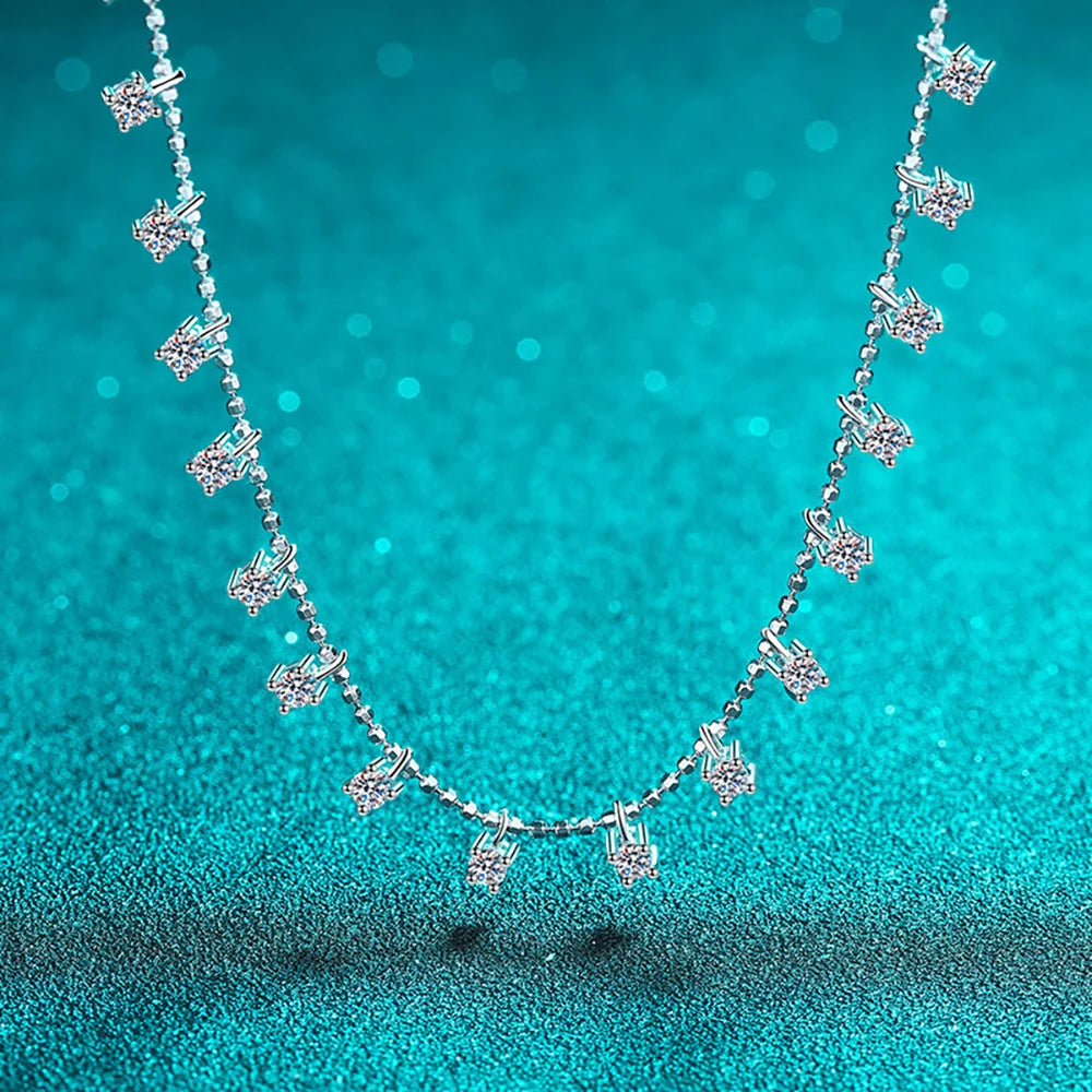 4mm Women's S925 Moissanite Diamond Drop Necklace - Different Drips