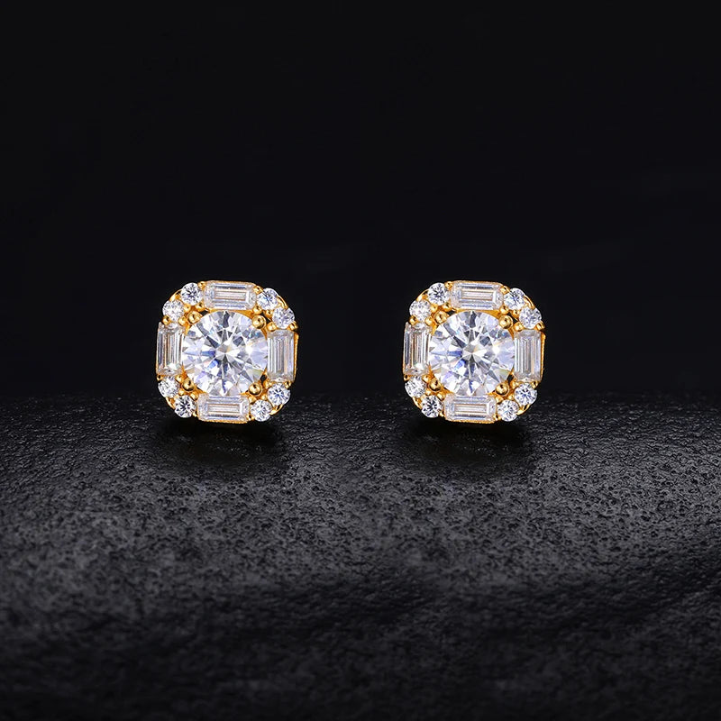 S925 Moissanite Round Halo Stud Earring - Different Drips