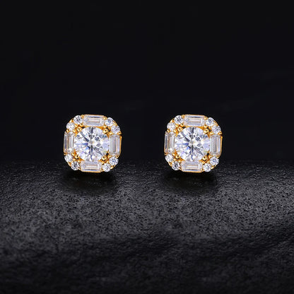 S925 Moissanite Round Halo Stud Earring - Different Drips