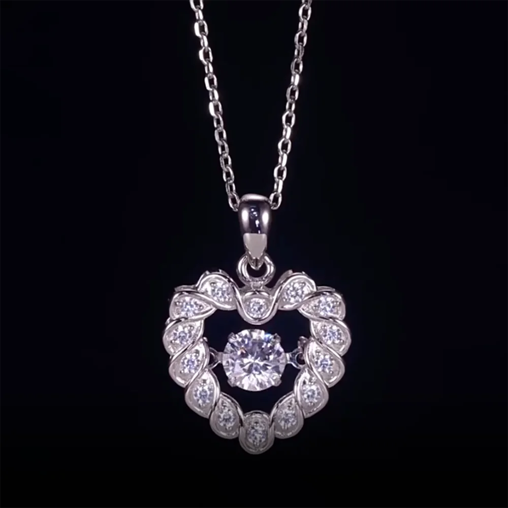 Women's S925 Moissanite Twist Heart Pendant - Different Drips