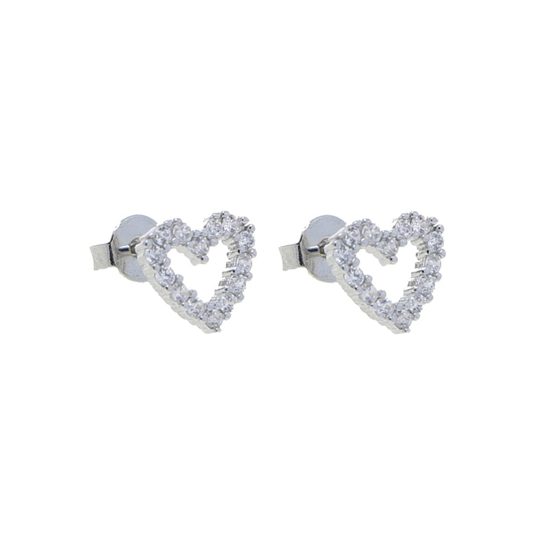 S925 Women's Hollow Heart Stud Earrings - Different Drips