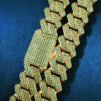Thumbnail for 19mm Green Diamond Prong Cuban Link Bracelet - Different Drips