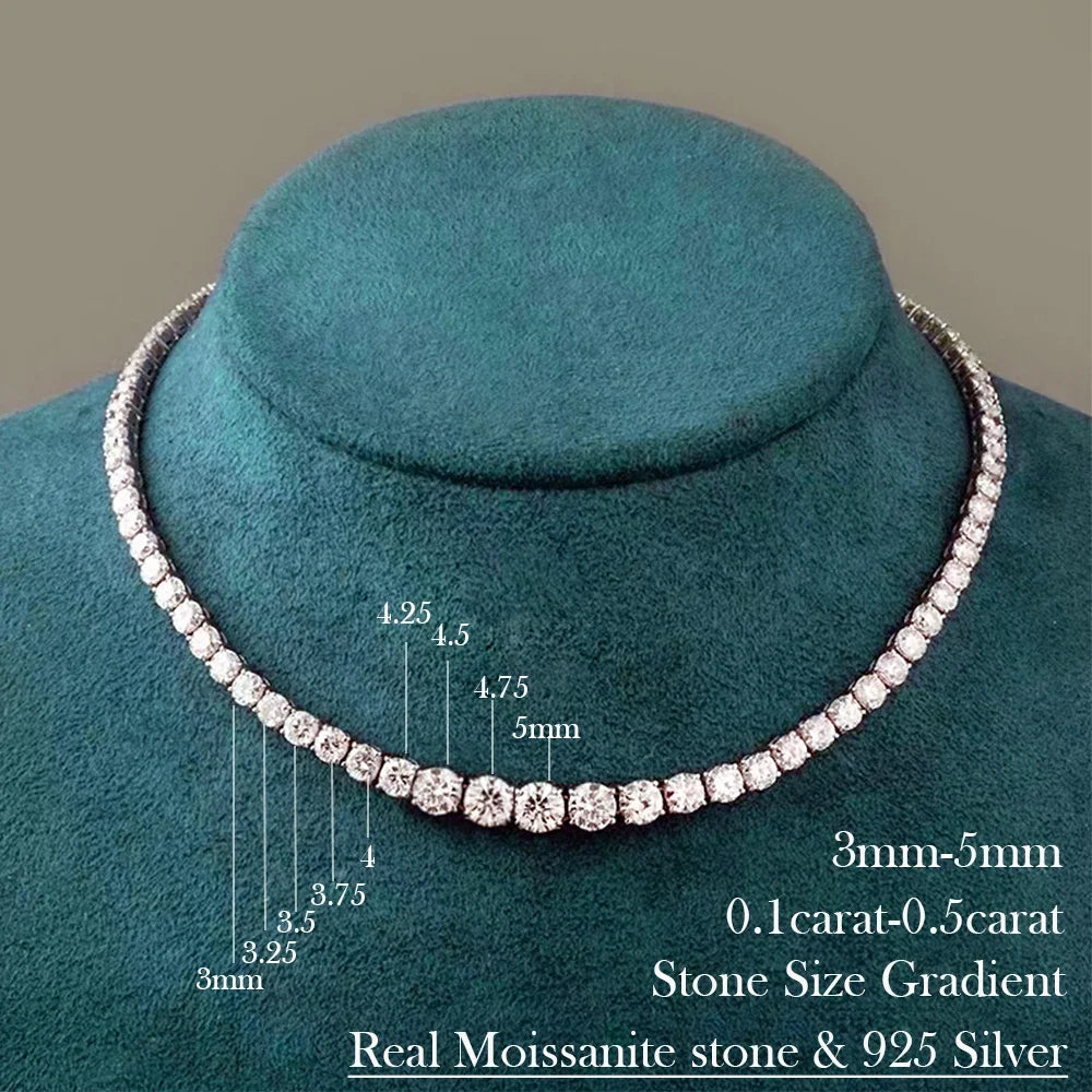3mm Women's S925 Moissanite Curved Tennis Necklace - Different Drips