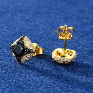 Black & White Pavé Cushion Stud Earrings - Different Drips