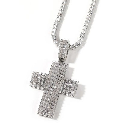 Iced Out Baguette Cross Pendant - Different Drips