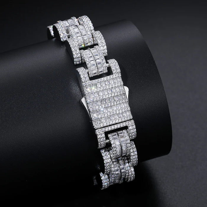 S925 Moissanite Diamond Baguette Watch Link Bracelet - Different Drips