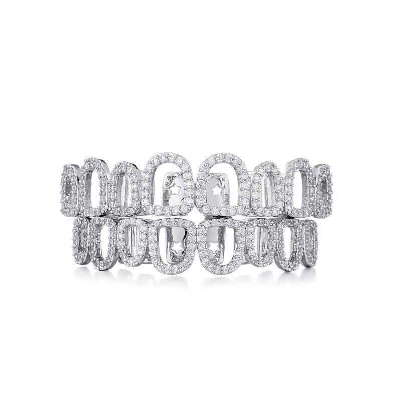 Iced Hollow Rounded Open Face Grillz - Different Drips