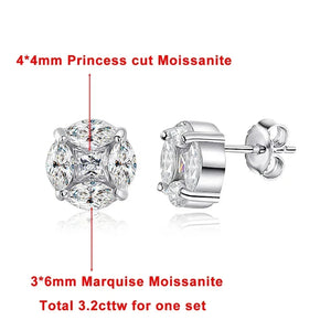 Women's S925 Moissanite Cluster Star Diamond Cur Stud Earrings - Different Drips