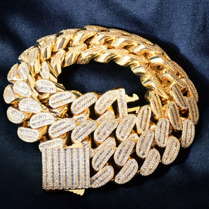 21mm All Over Baguette Cuban Link Chain - Different Drips