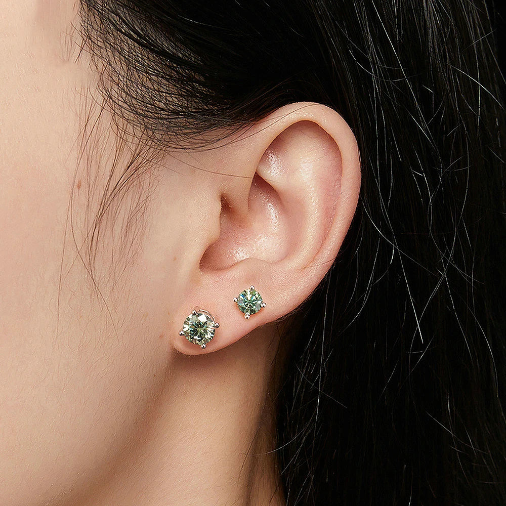 Women's S925 Green Moissanite Diamond Stud Earrings - Different Drips