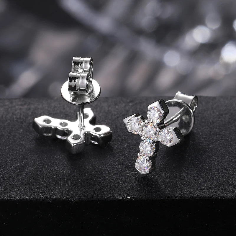 S925 Moissanite Diamond Cross Earrings - Different Drips