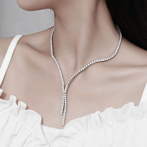 3mm Women's S925 Moissanite Lariat Tennis Necklace - Different Drips