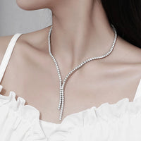 Thumbnail for 3mm Women's S925 Moissanite Lariat Tennis Necklace - Different Drips