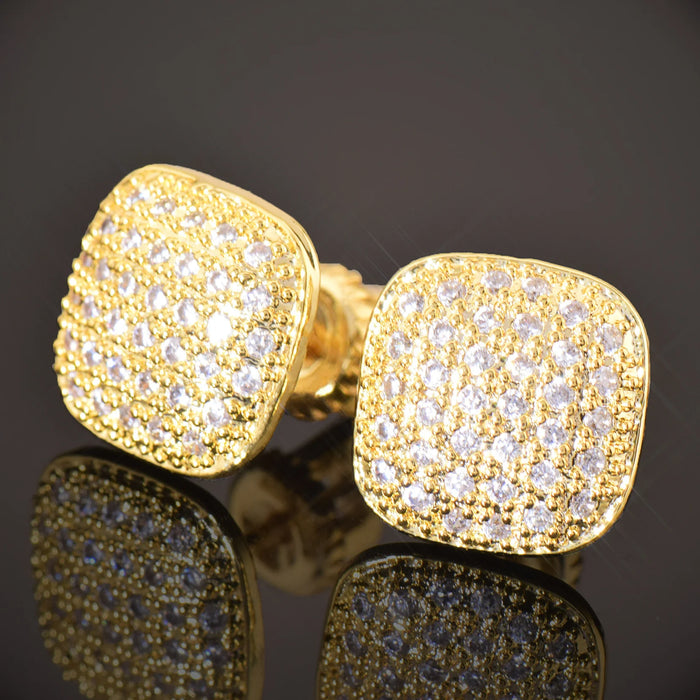 10mm Square Cut Pave Earrings - Different Drips