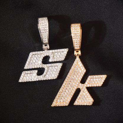 Slanted Single Letter Pendant - Different Drips