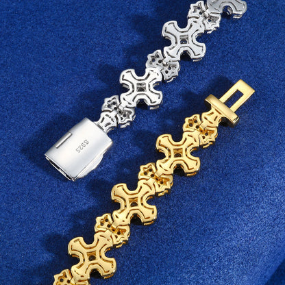 Moissanite Budded Cross Link Tennis Bracelet - Different Drips