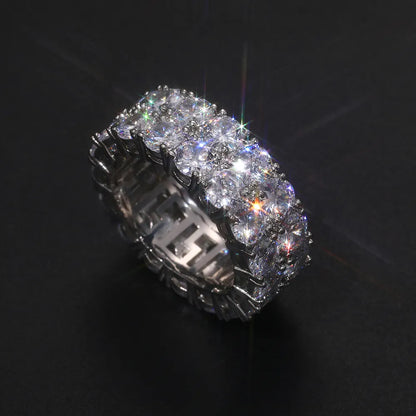 10mm S925 2 Row Moissanite Eternity Ring - Different Drips