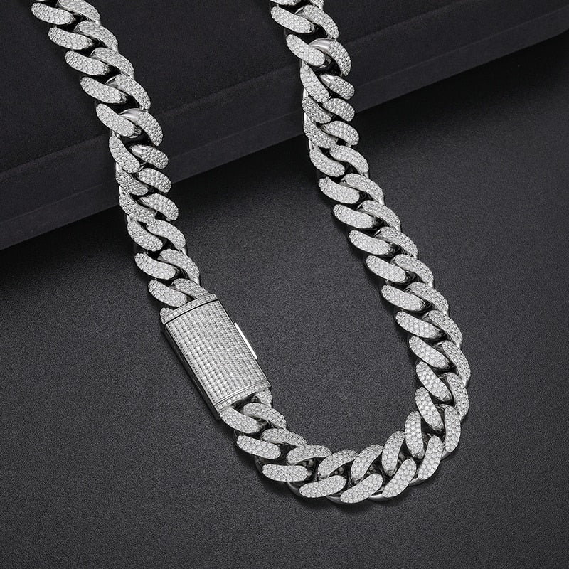 15mm S925 Moissanite Curb Cuban Chain - Different Drips