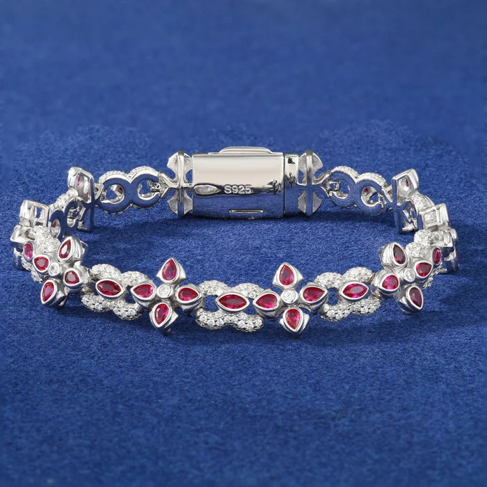 S925 Moissanite Purple Floral Tennis Bracelet - Different Drips