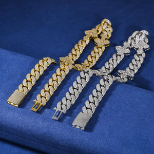 S925 Moissanite Royal Cross Stationed Cuban Link Chain - Different Drips