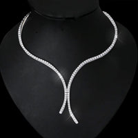 Thumbnail for 3mm Women's S925 Moissanite Lariat Tennis Necklace - Different Drips