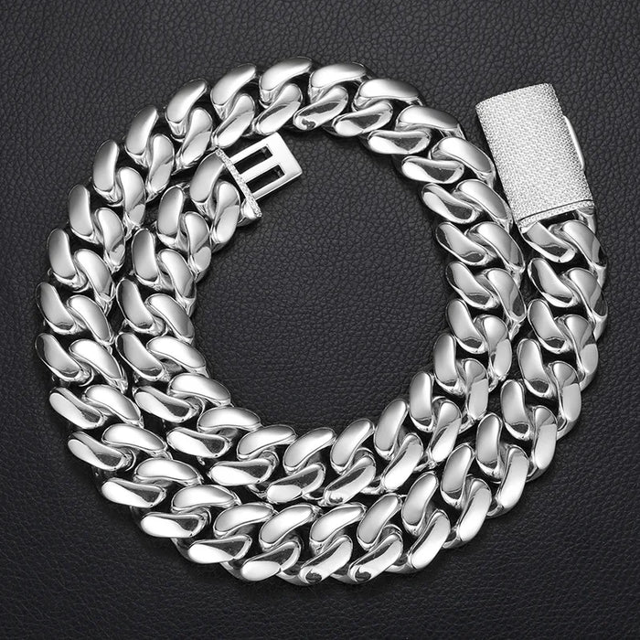 8-22mm Solid 18k Miami Cuban Link Chain w/Iced Clasp - Different Drips
