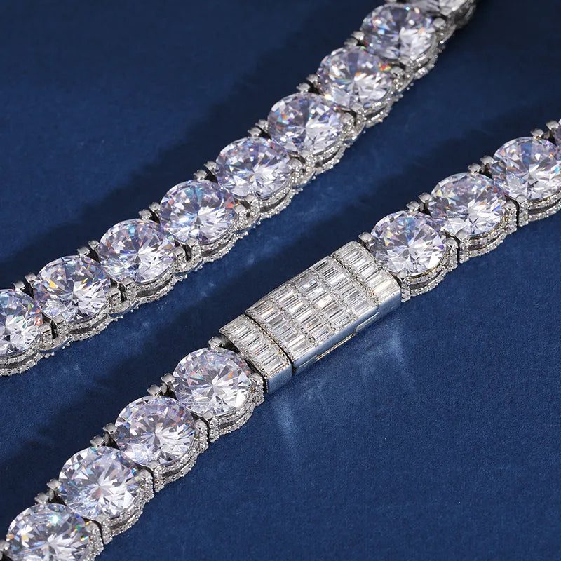 10mm S925 Moissanite Round Cut Tennis Chain - Different Drips