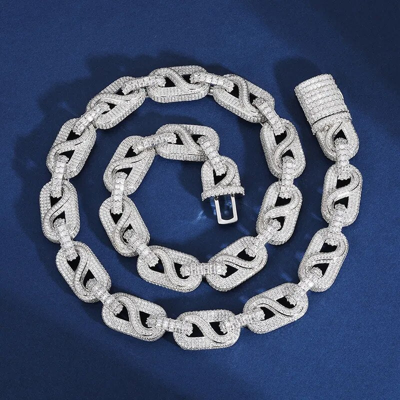 14mm S925 Moissanite Infinity Mariner Link Chain - Different Drips