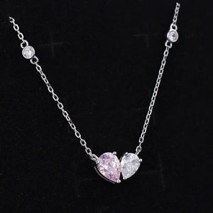 Women's S925 Pink/Whtie Moissanite Diamond Cut Pear Pendant - Different Drips