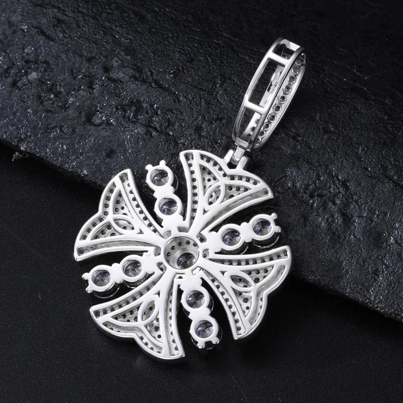 S925 Moissanite Flower Cross Pendant - Different Drips