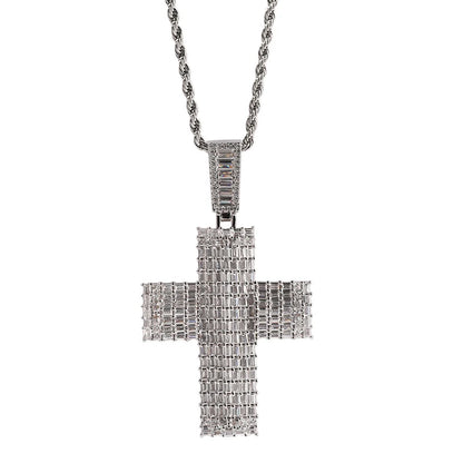 Iced Out Baguette Cross Pendant - Different Drips
