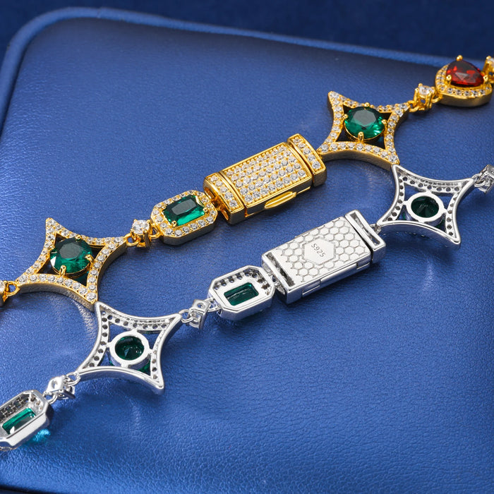 S925 Moissanite Multicolor Gemstone Star Link Chain - Different Drips