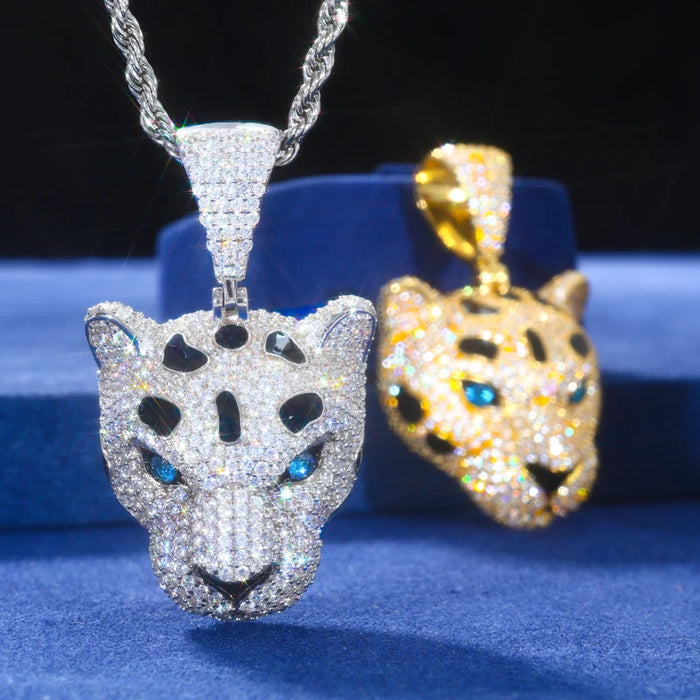 S925 Moissanite Panther Head Pendant - Different Drips