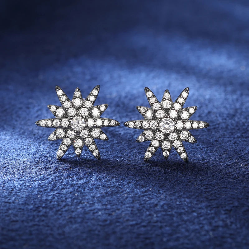 S925 Moissanite Twelve Pointed Star Earrings - Different Drips